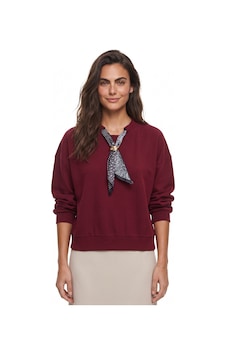 Onloox Kadın Bordo Bordo Pamuklu Ottoman Dokulu Düşük Omuz Fular Detaylı Uzun Kollu Sweatshirt Onloox Kadın Bordo Bordo Pamuklu Ottoman Dokulu Düşük Omuz Fular Detaylı Uzun Kollu Sweatshirt