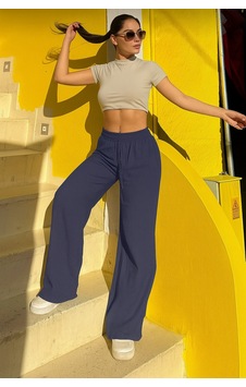 Trendy Mall Sofya Keten Bol Kesim Pantolon Mavi Mavi Trendy Mall Sofya Keten Bol Kesim Pantolon Mavi Mavi