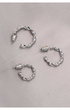 Burgu Model Gümüş Metal Küpe Seti Çok Renkli