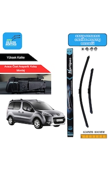 Peugeot Partner Tepee 2008 Araca Özel Uyumlu Ön Cam Silecek Takımı 650mm-400mm Peugeot Partner Tepee 2008 Araca Özel Uyumlu Ön Cam Silecek Takımı 650mm-400mm
