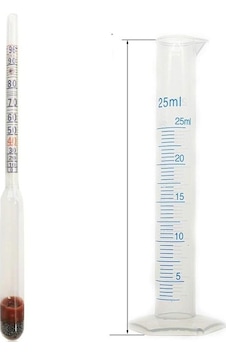 17cm Kısa Form Dansimetre 0-100 Derece Etil Alkol-su Karışımı Ölçüm Seti - 25ml Mezur 17cm Kısa Form Dansimetre 0-100 Derece Etil Alkol-su Karışımı Ölçüm Seti - 25ml Mezur