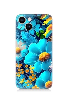 Apple Uyumlu iPhone 13 Silikon Kılıf Mavi Sarı Çiçekler Apple Uyumlu iPhone 13 Silikon Kılıf Mavi Sarı Çiçekler
