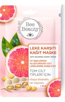 Bee Beauty Soya Eksrtaktı & Vitamin E Leke Karşıtı Kağıt Maske 25 ML Bee Beauty Soya Eksrtaktı & Vitamin E Leke Karşıtı Kağıt Maske 25 ML
