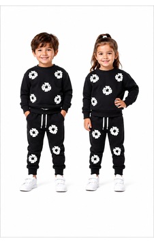 Mavi Boncukk Çocuk Unisex Kabartma Baskılı Detaylı Oversize Alt Üst Eşofman Takımı Siyah Mavi Boncukk Çocuk Unisex Kabartma Baskılı Detaylı Oversize Alt Üst Eşofman Takımı Siyah