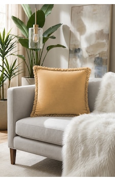 Elart Saçaklı Keten Kırlent Kılıfı 43x43 Cm Hardal Elart Saçaklı Keten Kırlent Kılıfı 43x43 Cm Hardal