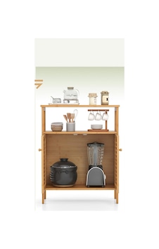 Çok Amaçlı Dolap Ahşap Bambu Organizer Raflı 66x33x85cm 5566 Çok Renkli Çok Renkli