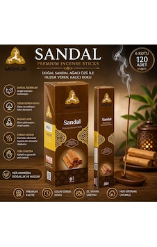 Mahur Sandal Tütsü 120 Adet 6 Kutu X 20 Çubuk, Sandal Ağacı Kokulu Premium Çubuk Tütsü, Ev Ofis Yoga Ve Meditasyon İçi Mahur Sandal Tütsü 120 Adet 6 Kutu X 20 Çubuk, Sandal Ağacı Kokulu Premium Çubuk Tütsü, Ev Ofis Yoga Ve Meditasyon İçi