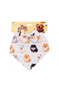 Fiyonklu Pomeranian Desenli Fular Fiyonklu Pomeranian Desenli Fular