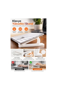 Ergonomik Klavye Yükseltici Stand - 15 Açılı 3d Baskı Masaüstü Klavye Tutucu