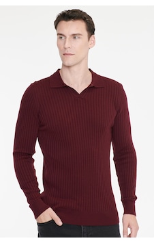 Ac&Co / Altınyıldız Classics Erkek Bordo Standart Fit Normal Kesim Polo Yaka Jakarlı Triko Kazak Ac&Co / Altınyıldız Classics Erkek Bordo Standart Fit Normal Kesim Polo Yaka Jakarlı Triko Kazak