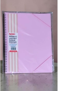 A4 Boyut Spiralli Lastikli Sunum Dosyası 40 Yaprak Pastel Pembe Telli Sunum Dosyası Çok Renkli