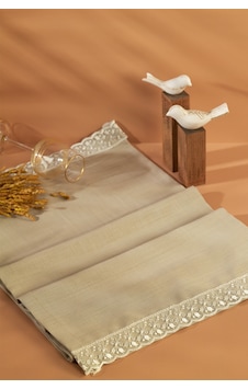 Lale Fransız Dantelli Kumaş Runner