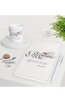Kişiye Özel Mânâ Muallime Beyaz Defter Kalem Türk Kahvesi Fincanı Kişiye Özel Mânâ Muallime Beyaz Defter Kalem Türk Kahvesi Fincanı