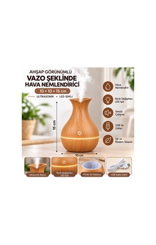 Ahşap Görünümlü Ultrasonik Hava Nemlendirici Aroma Difüzör Led Işıklı Usb Vazo Açık Kahve Açıkkahve Vazo Ahşap Görünümlü Ultrasonik Hava Nemlendirici Aroma Difüzör Led Işıklı Usb Vazo Açık Kahve Açıkkahve Vazo