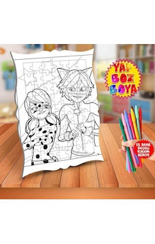 Uğur Böceği İle Kara Kedi Çocuk Boyama Puzzle Tablo-coloring Uğur Böceği İle Kara Kedi Çocuk Boyama Puzzle Tablo-coloring
