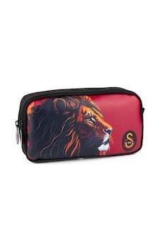 Galatasaray Lisanslı Aslan Figürlü Kırmızı  Suni Deri Kalemlik Renkli