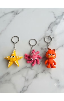 3'lü Set Eklemeli Hareketli 3d Tasarım Anahtarlık Deniz Yıldızı, Ahtapot Ve Sevimli Kedi Figürlü Pembe - Sarı 3'lü Set Eklemeli Hareketli 3d Tasarım Anahtarlık Deniz Yıldızı, Ahtapot Ve Sevimli Kedi Figürlü Pembe - Sarı