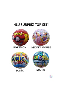 4'lü Sürpriz Top Seti - Sonic, Mario, Mickey Mouse, Oyuncak Figür 4'lü Sürpriz Top Seti - Sonic, Mario, Mickey Mouse, Oyuncak Figür