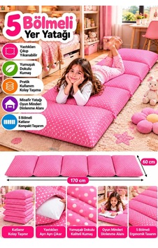 Pufi 5 Bölmeli Yer Yatağı 60x170 Cm Çıkarılabilir Yastıklı, Yıkanabilir Kılıflı, Katlanabilir Oyun Ve Misafir Minderi Pembe Pufi 5 Bölmeli Yer Yatağı 60x170 Cm Çıkarılabilir Yastıklı, Yıkanabilir Kılıflı, Katlanabilir Oyun Ve Misafir Minderi Pembe