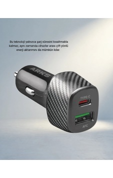 Hızlı Şarj Araç Cihazı 38w Type-c Usb İkili Port Hızlı Şarj Araç Cihazı 38w Type-c Usb İkili Port