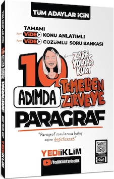 Tüm Adaylar İçin 10 Adımda Paragraf Video Konu Anlatımlı ve Video Çözümlü Soru Bankası- Yediiklim Yayınları Tüm Adaylar İçin 10 Adımda Paragraf Video Konu Anlatımlı ve Video Çözümlü Soru Bankası- Yediiklim Yayınları