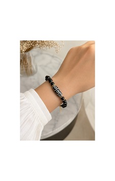 Tibet Akik Ve Oniks Doğal Taş Bileklik Gold Detaylı Ayarlanabilir Unisex Tasarım Siyah Siyah Tibet Akik Ve Oniks Doğal Taş Bileklik Gold Detaylı Ayarlanabilir Unisex Tasarım Siyah Siyah