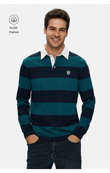 UCLA Rugby Koyu Yeşil Nakışlı %100 Pamuk Polo Yaka Standard Fit Erkek Sweatshirt UCLA Rugby Koyu Yeşil Nakışlı %100 Pamuk Polo Yaka Standard Fit Erkek Sweatshirt