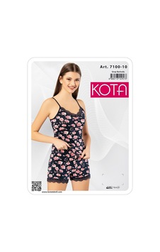 Kota 7100 İp Askılı Baskılı Şortlu Takım Pembe Çiçekli Kota 7100 İp Askılı Baskılı Şortlu Takım Pembe Çiçekli