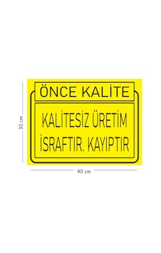 Metal Kalitesiz Üretim İsraftır Kayıptır 30x40 Cm A3 Uyarı İş Güvenliği Levhası Metal Kalitesiz Üretim İsraftır Kayıptır 30x40 Cm A3 Uyarı İş Güvenliği Levhası