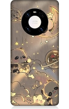 Huawei Mate 40 Pro Uyumlu Panda Ve Gezegenler Desenli Silikon Kılıf Huawei Mate 40 Pro Uyumlu Panda Ve Gezegenler Desenli Silikon Kılıf