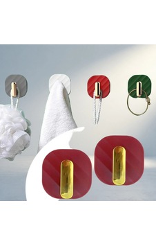 Retro Tasarımlı Yapışkanlı Askılık 2'li Set Kırmızı 4 Renk Retro Tasarımlı Yapışkanlı Askılık 2'li Set Kırmızı 4 Renk