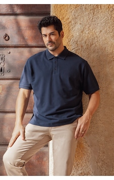 Ac&Co / Altınyıldız Classics 4A4820200047LaaXL Düğmeli Polo Yaka Cepsiz Slim Fit Erkek Tişört Lacivertvert Lacivert