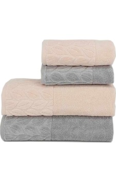 Romans Hazal 4Lü Banyo Havlu Takımı Gri/Pudra Romans Hazal 4Lü Banyo Havlu Takımı Gri/Pudra