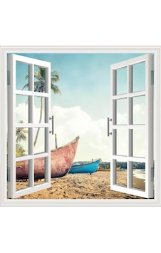Pencere Poster Duvar Kağıdı Kayıklar Yapışkanlı Sticker Pencere Poster Duvar Kağıdı Kayıklar Yapışkanlı Sticker