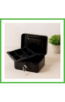 Vaveni Anahtarlı Metal  Kutu  15x12x8 Cm - 6 Bölmeli Taşıma Kulplu Arz