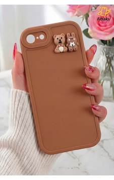 Fibaks iPhone 7/8/se Uyumlu Kılıf Tasarımlı Desenli Kamera Korumalı Ayıcık Ve Tavşan Yumuşak Silikon Kapak