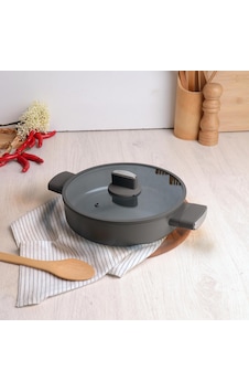 Belarıva 30 Cm Grı Sılıkon Saplı Basık Tencere Gri Belarıva 30 Cm Grı Sılıkon Saplı Basık Tencere Gri