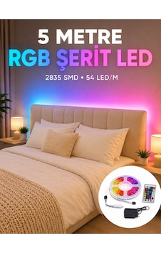 2835 Rgb Şerit Led 5 Metre 54 Led/m Uzaktan Kumandalı Renkli Dekorasyon Işığı - Bayi Depom 2835 Rgb Şerit Led 5 Metre 54 Led/m Uzaktan Kumandalı Renkli Dekorasyon Işığı - Bayi Depom