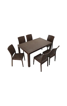 Depootoptan Mandella Elit Rattan 90 x 150 CM Elit Sandalye Masa Takımı Kahverengi