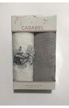 Taç Casabel 2'Li Kutulu Havlu Seti Gri Taç Casabel 2'Li Kutulu Havlu Seti Gri