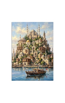 İstanbul Fantastik Şehir Tepesi Dekoratif Kanvas - Mdf Ahşap Tablo Çok Renkli İstanbul Fantastik Şehir Tepesi Dekoratif Kanvas - Mdf Ahşap Tablo Çok Renkli
