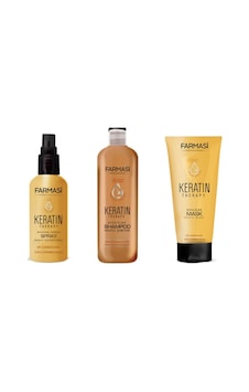 Keratin Theraphy 3'lü Onarıcı Saç Bakım Seti - Şampuan + Maske + Sprey Keratin Theraphy 3'lü Onarıcı Saç Bakım Seti - Şampuan + Maske + Sprey