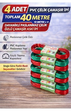 4 Adet Pvc Çelik Çamaşır İpi 10 Metre Dayanıklı Çelik Özlü Çamaşır Askı İpi Toplam 40 Metre Çok Renkli 4 Adet Pvc Çelik Çamaşır İpi 10 Metre Dayanıklı Çelik Özlü Çamaşır Askı İpi Toplam 40 Metre Çok Renkli