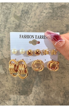 Chavin 5 Çift Gold Halka Kelebek Bayan Küpe Seti Ev23sr Gold Chavin 5 Çift Gold Halka Kelebek Bayan Küpe Seti Ev23sr Gold