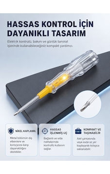 Lexroo Elektrik Test Kalemi Neon Işıklı Nikel Kaplama 110-220v Di Lexroo Elektrik Test Kalemi Neon Işıklı Nikel Kaplama 110-220v Di