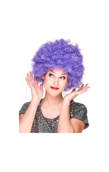 Mor Renk Kıvırcık Afro Bonus Peruk Parti Peruğu Mor Renk Kıvırcık Afro Bonus Peruk Parti Peruğu