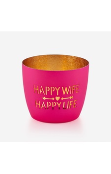 Pembe Demir Happy Wife&happy Life Mumluk 8x5x10 Cm