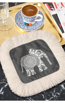 Mandala Fil Figürlü Saçaklı Bohem Sunum Peçetesi - Bohem Ev Stil Siyah Krem Bardak Altlığı Mendil Mandala Fil Figürlü Saçaklı Bohem Sunum Peçetesi - Bohem Ev Stil Siyah Krem Bardak Altlığı Mendil
