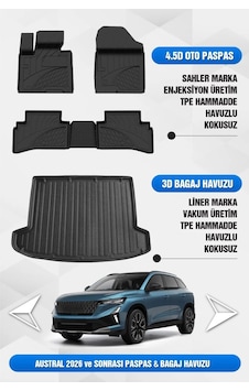 Renault Austral 2026 Sonrası Makyajlı Kasa Uyumlu 4.5 Havuzlu Oto Paspas Ve Liner Marka 3d Bagaj Hav