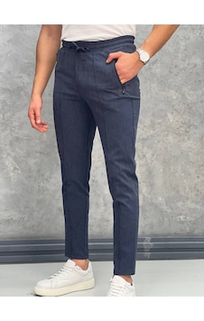 Modefendi Çizgi Detaylı Slim Fit Pamuk Likra Jogger Pantolon Lacivert